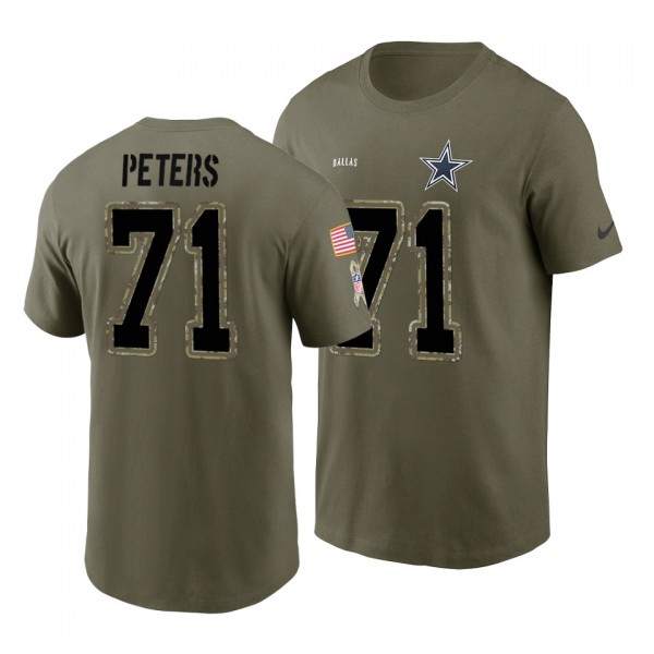 Men's Cowboys Jason Peters Olive Name Number 2022 Salute To Service T-Shirt