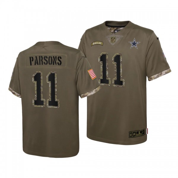 Micah Parsons Olive 2022 Salute To Service Youth Dallas Cowboys Limited Jersey