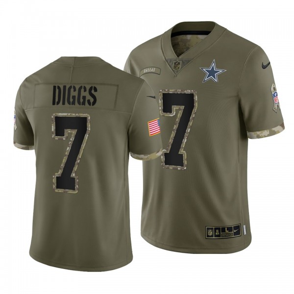 Trevon Diggs Dallas Cowboys #7 2022 Salute To Service Limited Olive Jersey