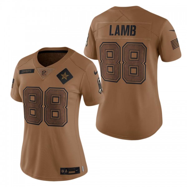 Women's Dallas Cowboys CeeDee Lamb Brown 2023 NFL Salute To Service Limited Jersey