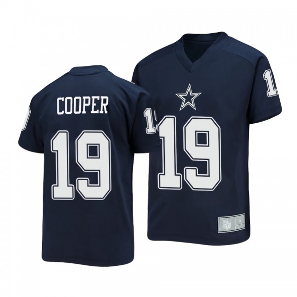 Youth Amari Cooper Cowboys Navy Name Number Raglan V-Neck T-Shirt