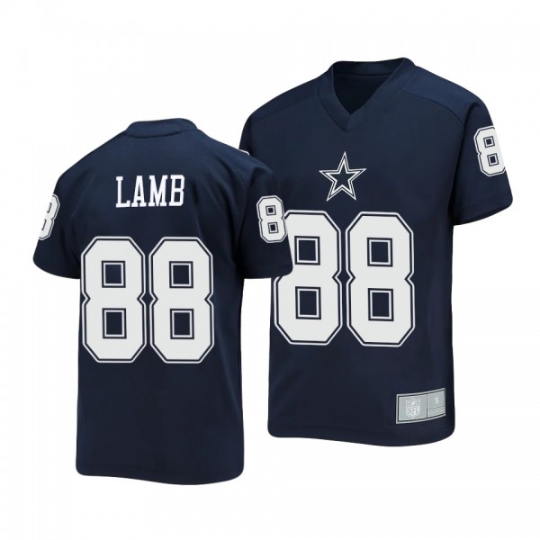 Youth CeeDee Lamb Cowboys Navy Name Number Raglan V-Neck T-Shirt