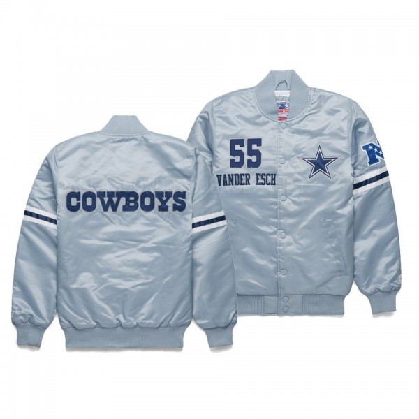 Men's Dallas Cowboys Leighton Vander Esch Grey Classic Satin Vintage Jacket