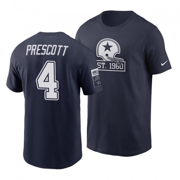 Dallas Cowboys Dak Prescott Navy 60th Anniversary Flag T-Shirt
