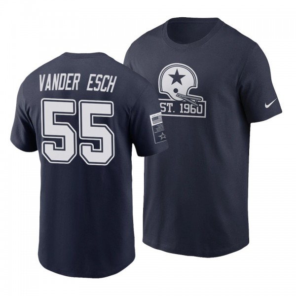 Dallas Cowboys Leighton Vander Esch Navy 60th Anniversary Flag T-Shirt