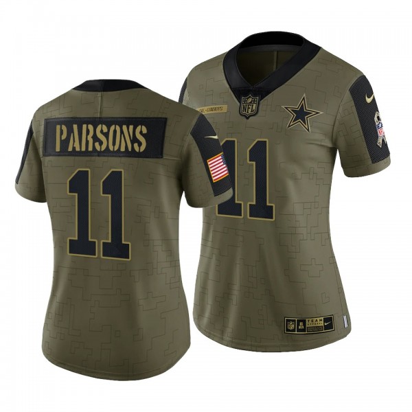 Women's Micah Parsons Cowboys 2021 Salute To Service Olive Limited Jersey