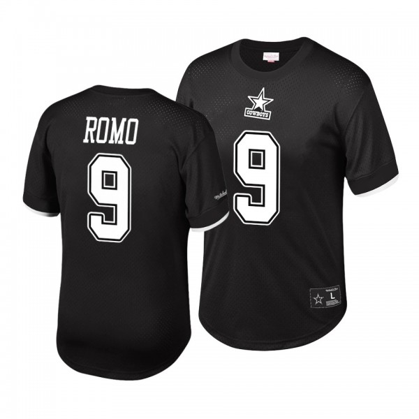 Tony Romo #9 Cowboys Black Retired Player Name Number Mesh T-Shirt