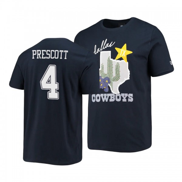 Dallas Cowboys Dak Prescott Navy Local City Cluster T-Shirt