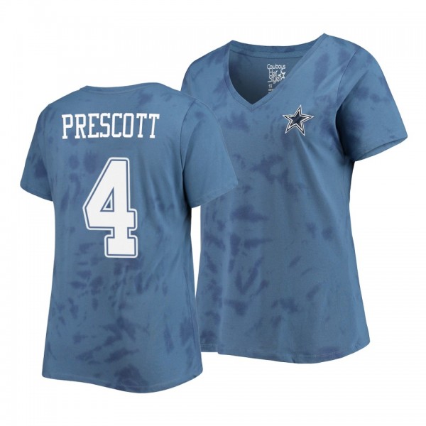 Women's Dak Prescott Cowboys Navy Name Number Tie-Dye T-Shirt