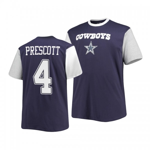 Dallas Cowboys Dak Prescott Navy White Team Logo Colorblocked T-Shirt