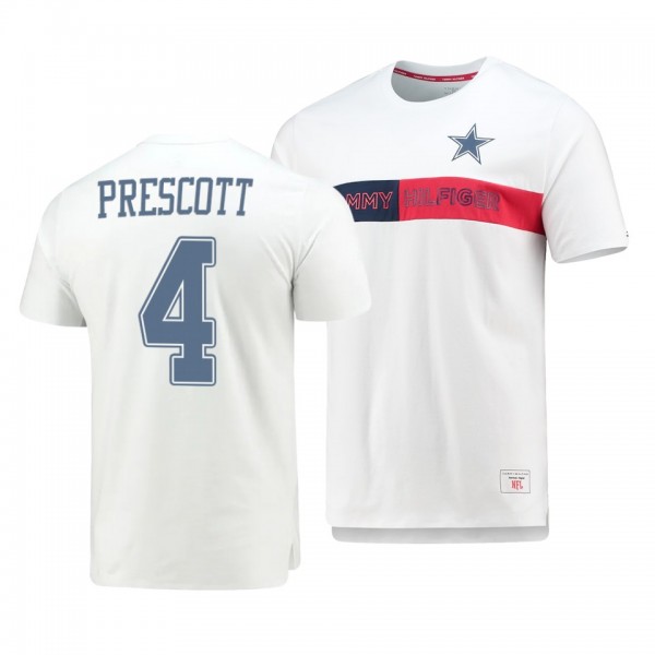 Dallas Cowboys Dak Prescott White Team Logo Core T...