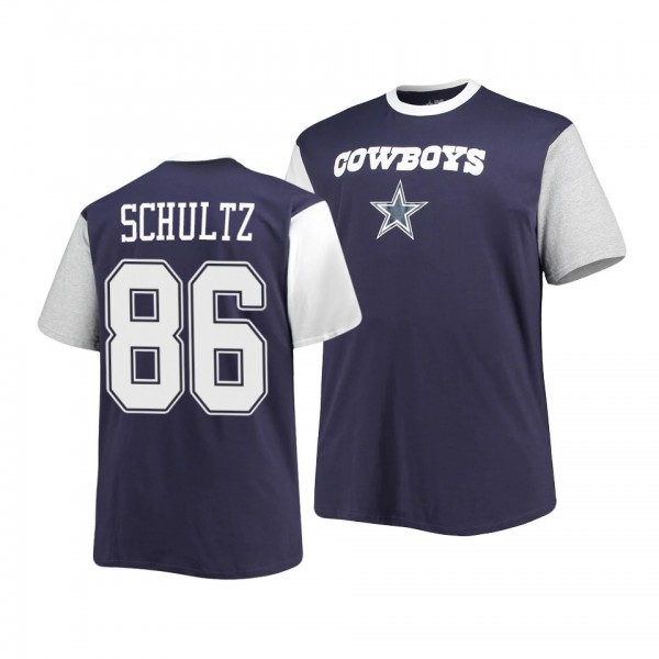Cowboys Dalton Schultz Navy White Team Logo Colorblocked T-Shirt