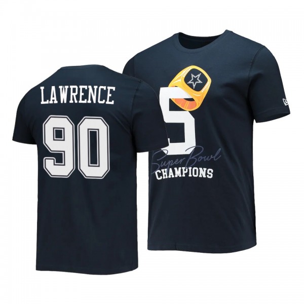 Dallas Cowboys DeMarcus Lawrence Navy 5x Super Bowl Champions T-Shirt