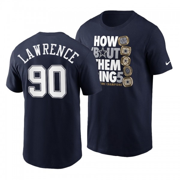Dallas Cowboys DeMarcus Lawrence Navy Super Bowl Champions Rings T-Shirt