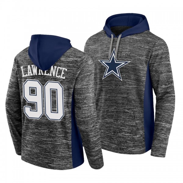 Cowboys DeMarcus Lawrence Charcoal Navy Team Logo Instant Replay Pullover Hoodie
