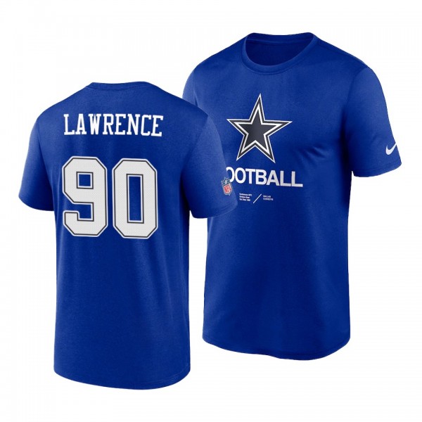 Dallas Cowboys DeMarcus Lawrence Royal Team Logo Infographic Performance T-Shirt
