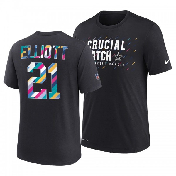 Men's Cowboys Ezekiel Elliott 2021 NFL Crucial Catch Performance T-Shirt - Black