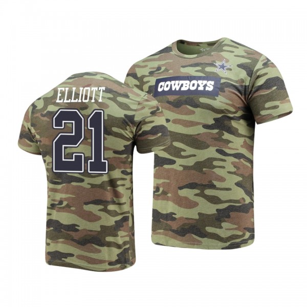 Dallas Cowboys Ezekiel Elliott Camo Caudron Name Number T-Shirt