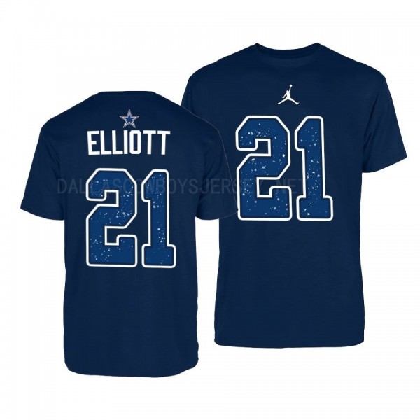 Men's Ezekiel Elliott Dallas Cowboys Name Number Jordan Brand T-Shirt - Navy