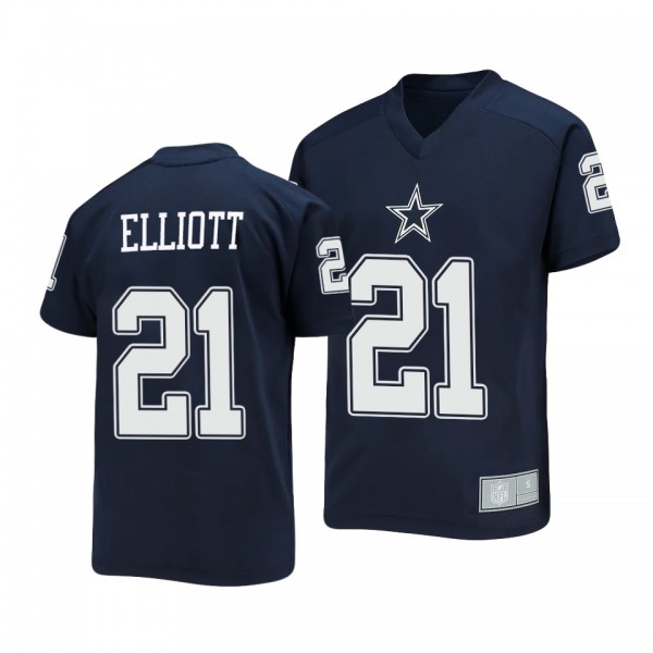 Youth Ezekiel Elliott Cowboys Navy Name Number Raglan V-Neck T-Shirt