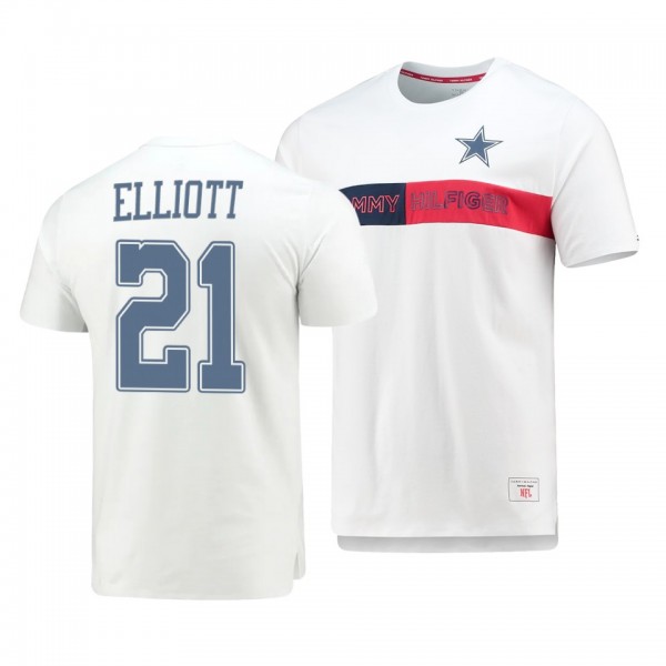 Dallas Cowboys Ezekiel Elliott White Team Logo Cor...