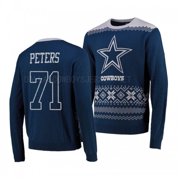 Men's Dallas Cowboys Jason Peters Christmas Gifts Navy Team Logo Sweater