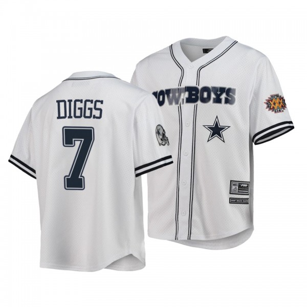 Cowboys #7 Trevon Diggs White Mesh Button-Up Team Logo T-Shirt
