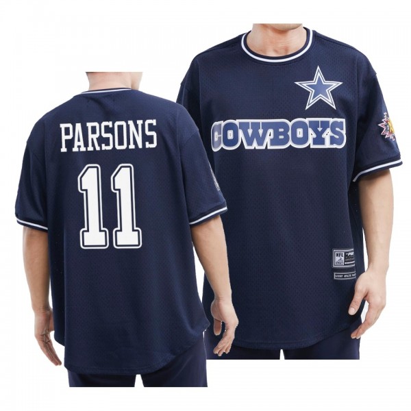 Cowboys #11 Micah Parsons Navy Team Logo Mesh Crew...