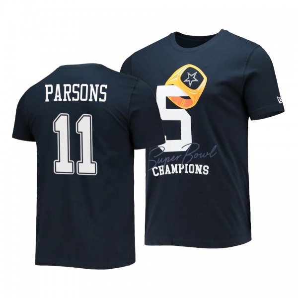 Dallas Cowboys Micah Parsons Navy 5x Super Bowl Champions T-Shirt