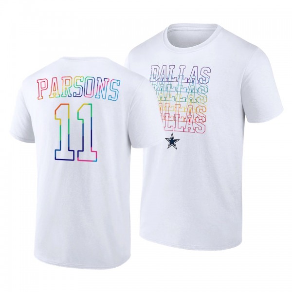Men's Micah Parsons NO. 11 Cowboys City Pride Logo White T-Shirt