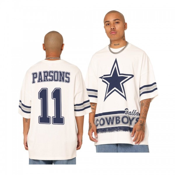 Dallas Cowboys Micah Parsons White Conference Vintage Big Logo T-Shirt