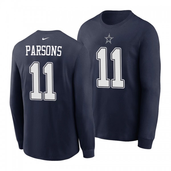Men's Micah Parsons Dallas Cowboys Name Number Long Sleeve T-Shirt - Navy