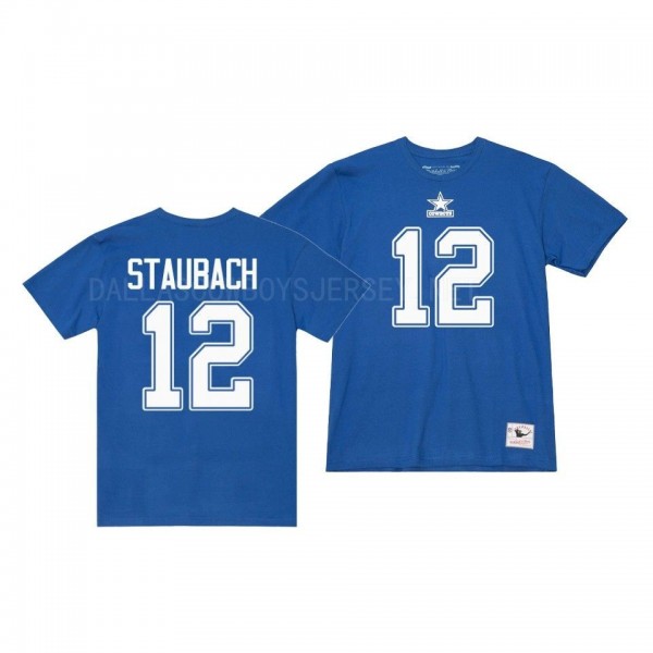 Men's Roger Staubach Dallas Cowboys Throwback Retired Player T-Shirt - Royal
