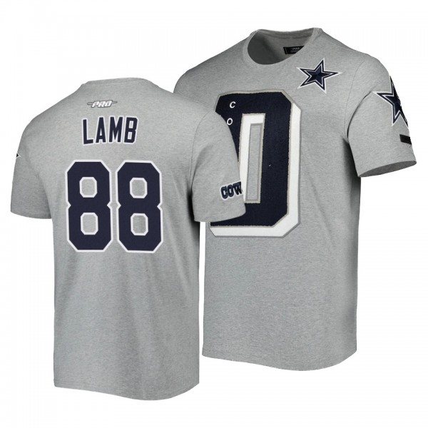 Men's CeeDee Lamb Dallas Cowboys Team Logo Mash Up T-Shirt - Gray