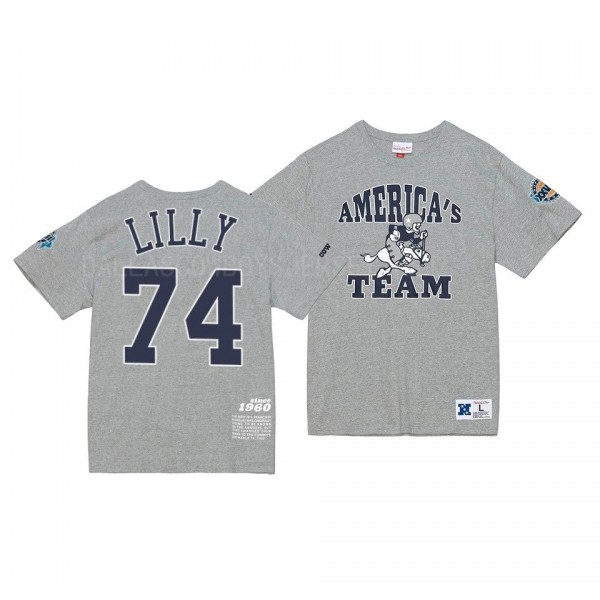 Men's Bob Lilly Dallas Cowboys Team Origins Throwback T-Shirt - Gray