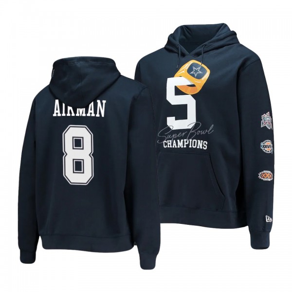 Dallas Cowboys Troy Aikman Navy 5x Super Bowl Champions Retired Player Hoodie