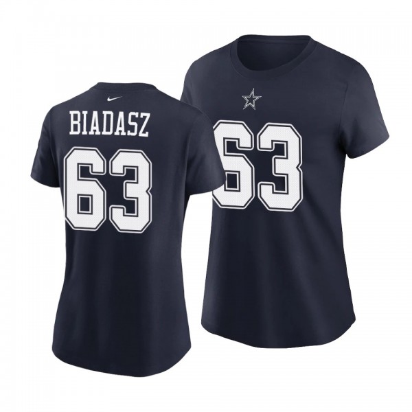 Women's Tyler Biadasz Dallas Cowboys Navy Name Number T-Shirt
