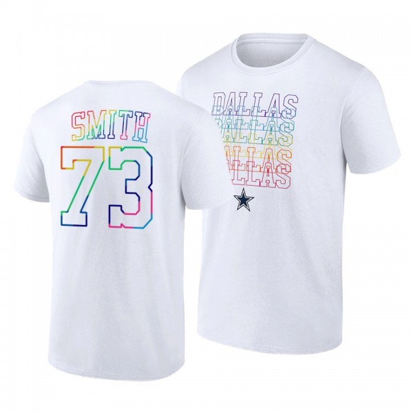Men's Tyler Smith NO. 73 Cowboys City Pride Logo White T-Shirt
