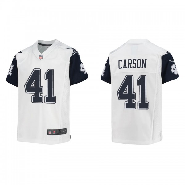 Youth Caelen Carson Dallas Cowboys White Alternate Game Jersey