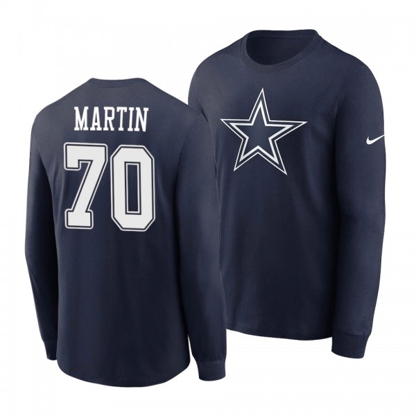 Dallas Cowboys Zack Martin Navy Team Logo Name Number Long Sleeve T-Shirt